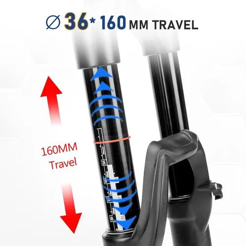 Vista 4 de BUCKLOS Horquilla de suspensión neumática MTB 27.5 29 4.331 * 0.591 in Boost AM E-Bike cónica, viaje 6.299 in 1.417 in tubo interior a través
