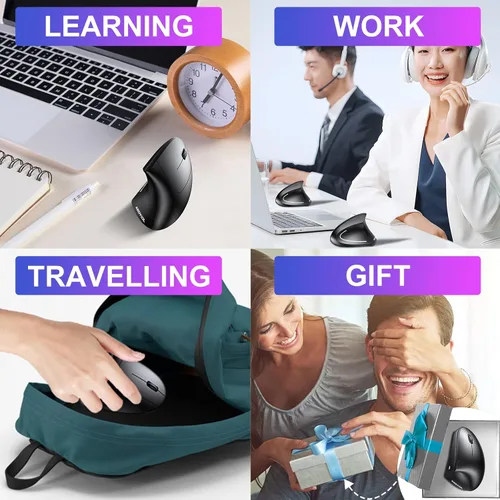 Vista 6 de ASOYIOL Ergonomic Mouse Wireless,Ergo Mouse Vertical Mouse 6 Buttons 3 Adjustable DPI 80012001600 Levels,Sideways Mouse Right Handed for PC Laptop
