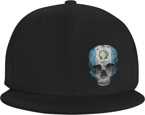 Vista 2 de Sombrero plano con diseño de calavera de Guatemala con bandera de Guatemala