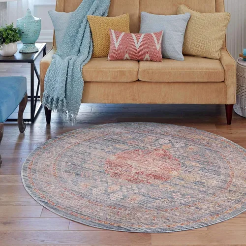 Vista 12 de Unique Loom Noble Collection - Alfombra de área tradicional, envejecida, vintage, geométrica, con borde (2' 2 x 3' 0 rectangular, azul/beige)