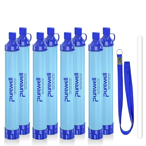 Vista 11 de Purewell - Filtro de agua al aire libre de filtración de agua personal; purificador de agua con mecanismo de urgencia con pajilla para supervivencia