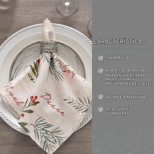 Vista 3 de Elrene Home Fashions Servilletas de tela para adornos de árboles navideños, juego de 4, 17 x 17 pulgadas