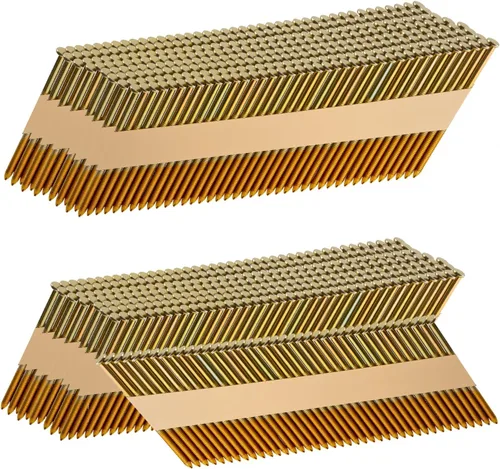Vista 6 de Clavos de marco de 30 a 34 grados, vástago de anillo de 2-1/2 x 12 pulgadas, 520 unidades, cabeza D, cinta de papel electrogalvanizado