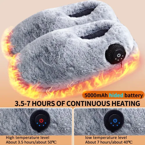 Vista 3 de Pantuflas térmicas para pies fríos, almohadilla térmica eléctrica portátil para mujer, recargable, 3-6 horas de calefacción, alimentadas por batería
