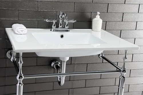 Vista 7 de Kingston Brass KB1601AL Heritage - Grifo de lavabo central de 4 pulgadas con manija de palanca de metal, cromo pulido