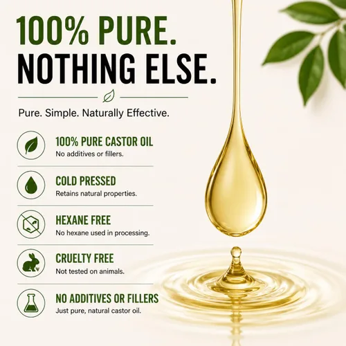 Vista 3 de Aceite de ricino prensado en frío de Aria Starr. 16 fl oz. El mejor y 100 % puro aceite de ricino para el crecimiento del cabello, el rostro