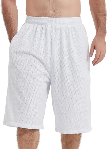 Vista 3 de HQUEC Pantalones cortos deportivos de 12 pulgadas para hombre, pantalones cortos largos de entrenamiento de baloncesto por debajo de la rodilla