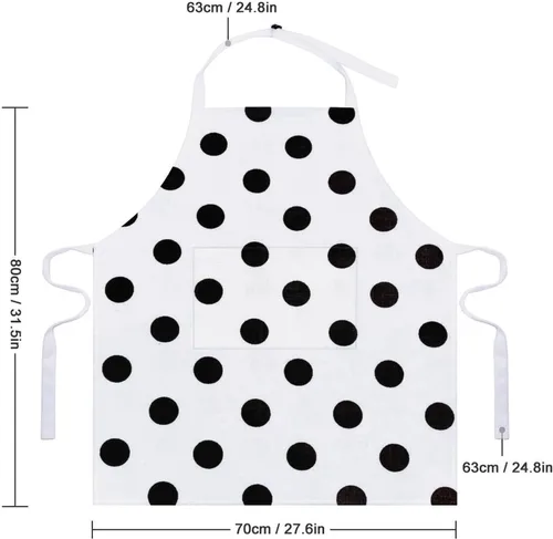 Vista 2 de Personalized Polka Dot Adult Apron, Kitchen Cooking Aprons for Woman Man, Adjustable Bib Apron with Pocket for Baking, BBQ Crafting Outdoors, Dining