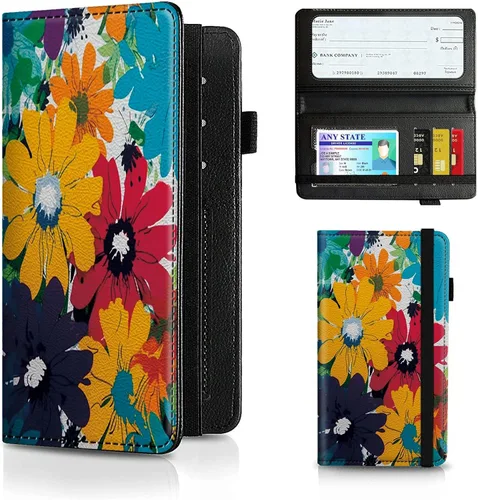 Vista 104 de Funda para chequera para hombres y mujeres, cartera de cuero RFID con ranuras para tarjetas de crédito, soporte de cheques duplicados personales