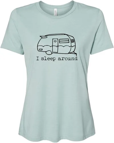Vista 19 de Cute Women's Screen Printed Crew Neck Tee, Shirts With Sayings, Dusty Blue or Olive