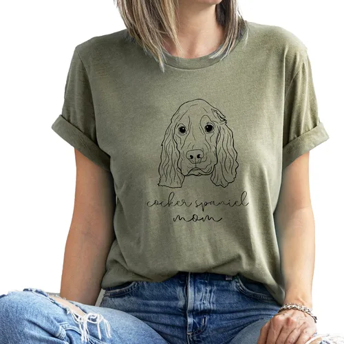 Vista 5 de Verita Culture Cocker Spaniel Mama Graphic T-Shirt Women Dog Mom Owner Gift T-Shirt New Puppy Adoption T Shirt White