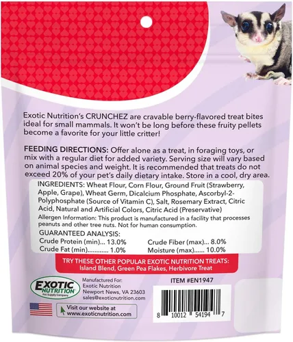Vista 3 de Crunchez Berry Blend - Bocadillos crujientes con sabor a fruta – Planeadores de azúcar, ardillas, titíes, perros de la pradera, hámsters
