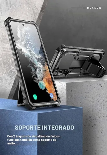 Vista 7 de i-Blason Armorbox - Funda para Samsung Galaxy S23 con soporte y clip para el cinturón, protector de pantalla integrado, 2 marcos frontales