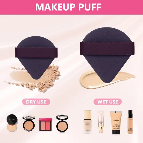 Vista 5 de Ainiv 6 esponjas de maquillaje con cojín de aire para base, soplos de polvo triangulares con estuche portátil, esponjas de maquillaje secas