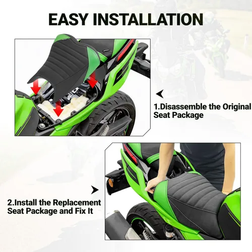 Vista 8 de Almohadilla de Asiento para Motocicleta Delantero Conductor Trasero Pasajero para Kawasaki Ninja400 Z400 2018 2019 2020 2021 2022 2023 2024 2025