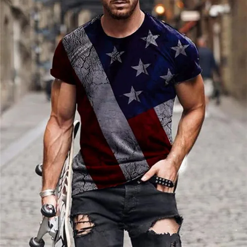 Vista 5 de Patriotic Shirts for Mens, America Flag Men's Shirts Mens Patriotic T Shirt Short Sleeve 4Th of July Graphic T Shirts