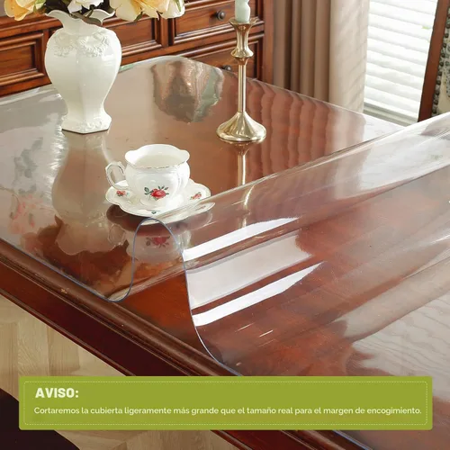 Vista 2 de OstepDecor Protector de mesa transparente de 14 x 24 pulgadas, cubierta de plástico transparente de 0.079 pulgadas de grosor, protector impermeable