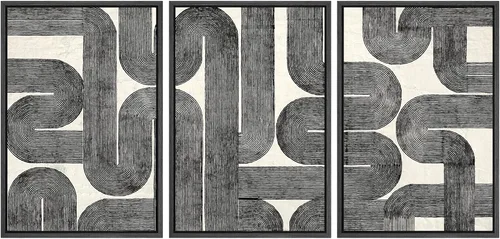 Vista 154 de SIGNWIN Lienzo enmarcado para pared, juego de arte abstracto de serenidad costera, ilustraciones abstractas junto al mar, arte moderno, decorativo