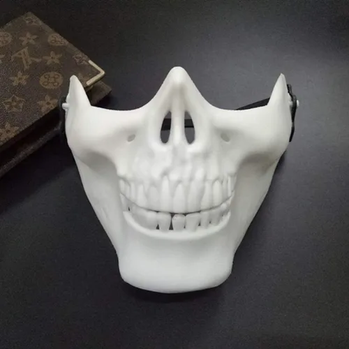 Vista 8 de Amosfun 2 máscaras de calavera para Halloween, cosplay, máscara de esqueleto mitad para adultos, hombres y mujeres, fiesta de disfraces de Halloween