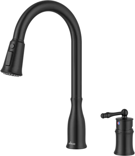 Vista 10 de APPASO Grifo de cocina de 2 agujeros con rociador extraíble, 3 modos de pulverización, grifos de cocina de níquel cepillado con pulverizador, grifo