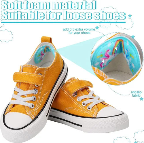 Vista 3 de Geyoga 12 piezas de insertos de zapatos para niños, agarre extra pegajoso, almohadillas de talón suaves para zapatos sueltos que evitan roces