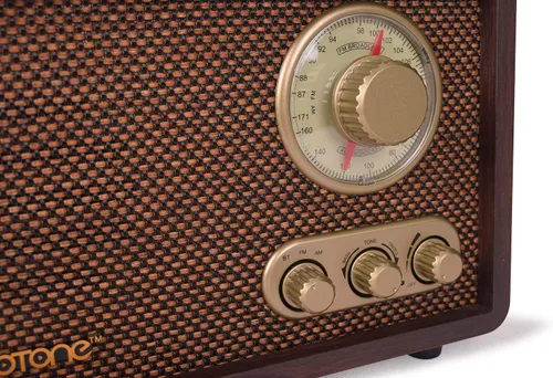 Vista 6 de LoopTone Radio FM AM Radio retro de madera con Bluetooth Play MP3 y antena integrada altavoz para cocina, sala de estar, café