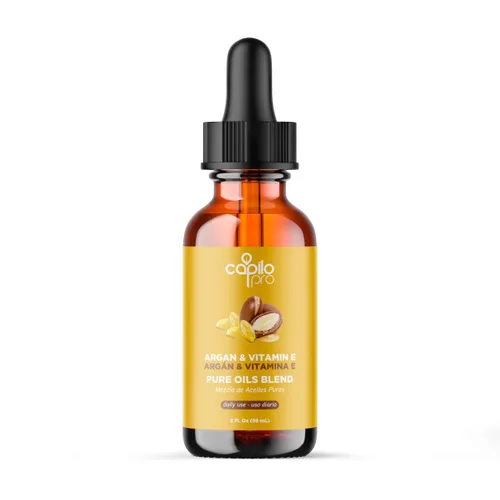Vista 2 de Capilo Aceite Pro de Argán y Vitamina E - Hidratación profunda y Reparación del Cabello - 2 oz