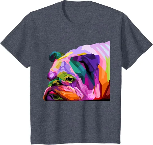 Vista 98 de Camiseta de retrato pop artístico de bulldog británico inglés para dueños de perros, Negro, S