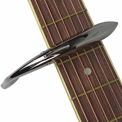 Vista 3 de Shark Capo, Clip de tono de aleación de zinc para acústico, folk, guitarra eléctrica y ukelele (negro)