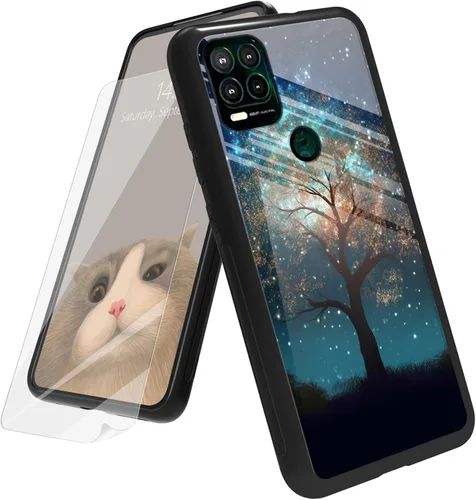 Vista 9 de Funda para Motorola Moto G Play 4G 2024 con protector de pantalla, parte trasera de vidrio templado + funda de silicona suave TPU absorción