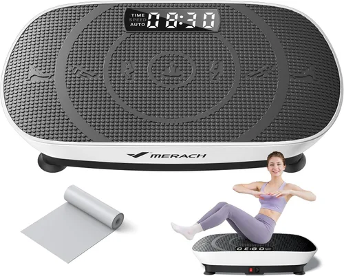 Vista 11 de MERACH Vibration Plate Exercise Machine, Whole Body Workout Equipment for Women, Bluetooth and Silicone Pedal, Vibration Plate with Auto Mode