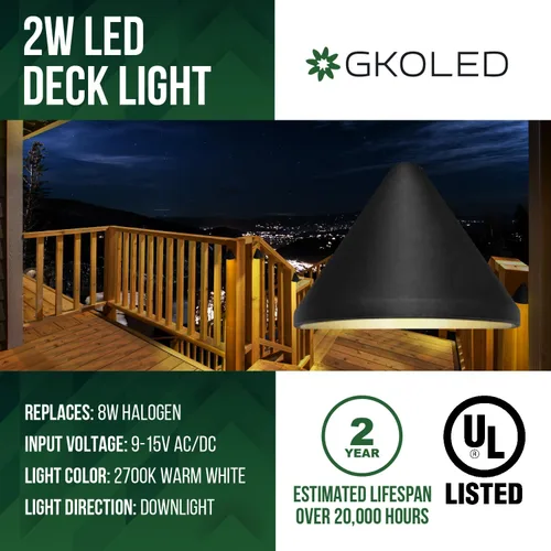 Vista 2 de GKOLED Luces LED de bajo voltaje de 9-15 V CA/CC de 2 W, luz triangular para valla de poste de paisaje, para ubicación húmeda, aluminio fundido a