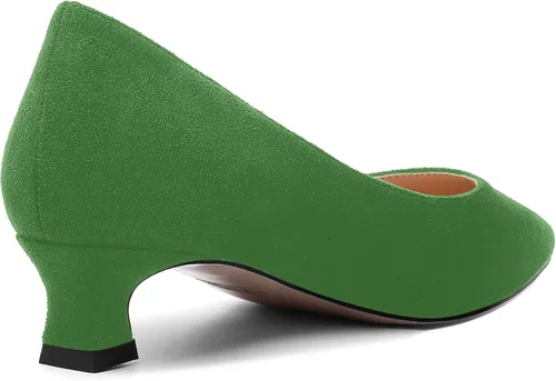 Vista 5 de AMBELIGHT Zapatos de vestir de oficina con punta cuadrada para mujer, zapatos de vestir casuales de gamuza con tacón bajo, zapatos de tacón bajo