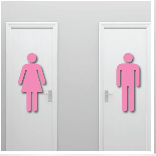 Vista 6 de Letrero grande de 20 pulgadas de alto para pared de hombre y mujer, adhesivo fuerte seguro para pared, diseño artístico mural para baño, baño, baño