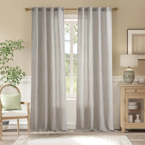Vista 39 de jinchan Linen Blackout Curtains Back Tab 96 Inch 2 Panels Striped Blue Blue Stripe Lined