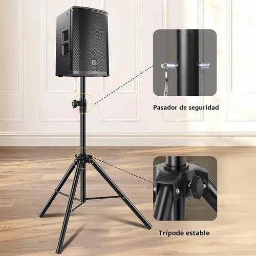 Vista 6 de Soporte de trípode para altavoces de escenario, altura ajustable de 89 a 152 cm, universal, resistente, inserto compatible de 35 mm