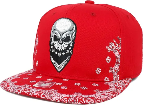 Vista 2 de Trendy Apparel tienda bordado de la Bandana snapback de calavera con estampado de cachemira Flatbill Cap