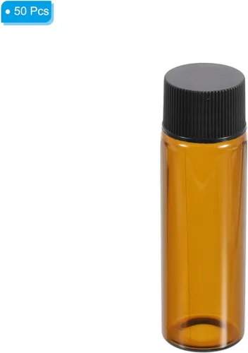 Vista 3 de PATIKIL Botella de almacenamiento multimedia de 0.5 fl oz, paquete de 50 botellas de vidrio con tapa de rosca de plástico para laboratorio en casa