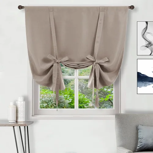 Vista 59 de DWCN Cortinas Opacas - Persiana Enrollable con Lazos para Ventana, Aislamiento Térmico, Oscurecimiento de Habitación, Cortinas con Bolsillo