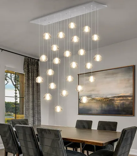 Vista 28 de Lámpara colgante moderna de cristal para isla de cocina, comedor, dormitorio, pasillo, color negro