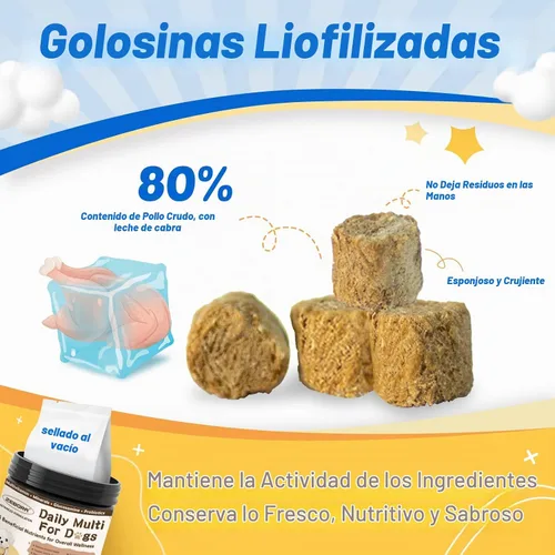 Vista 4 de Multivitamínico para perros con minerales para la salud general, vitaminas y suplementos para perros con glucosamina, probióticos para cachorros