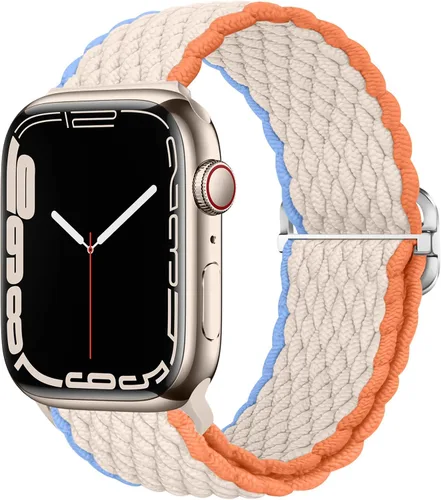 Vista 37 de Qimela - Correa elástica Solo Loop compatible con Apple Watch de 49 mm, 46 mm, 45 mm, 44 mm, 42 mm, 41 mm, 40 mm y 38 mm, correa trenzada Verde