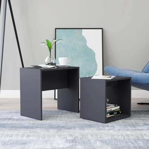 Vista 6 de Mesa auxiliar, mesa de centro cuadrada adecuada para sala de estar, oficina, balcón, estudio, juego de sala de estar familiar, roble Sonoma de 18.9