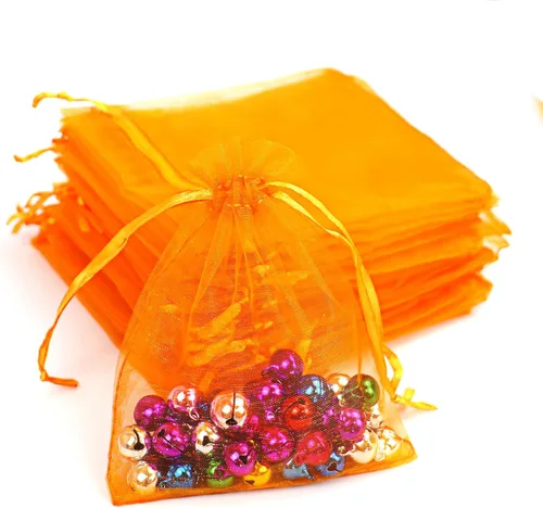 Vista 11 de Lautechco 100 bolsas de organza – 4 x 6 pulgadas, bolsas de regalo de malla beige con cordón para Navidad