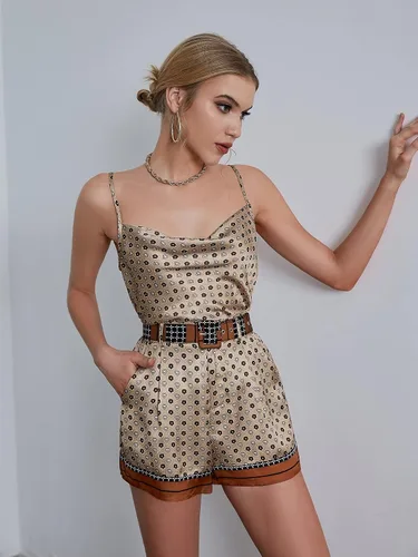 Vista 3 de OYOANGLE Conjunto de 2 piezas de camiseta sin mangas con estampado bohemio para mujer