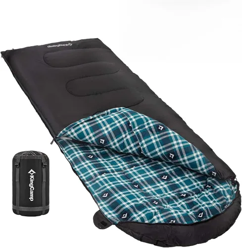 Vista 10 de KingCamp Sleeping Bag for Adults, Cold Weather & Warm XL Big and Tall Flannel Sleeping Bags with Compression Sack Portable Waterproof Essentials
