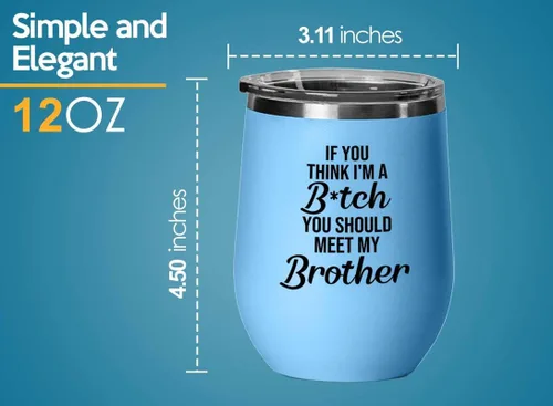 Vista 4 de Funny brother Blue Edition Wine Tumbler 12oz - should meet my brother - Family Squad Fam Thank You Gift Siblings Parents Grandparents Funny brother