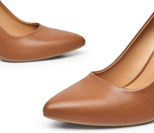 Vista 3 de Trary Zapatos de tacón alto para mujer, tacones negros, tacones dorados, color nude, rosa y rojo, tacones altos puntiagudos para mujer, tacones