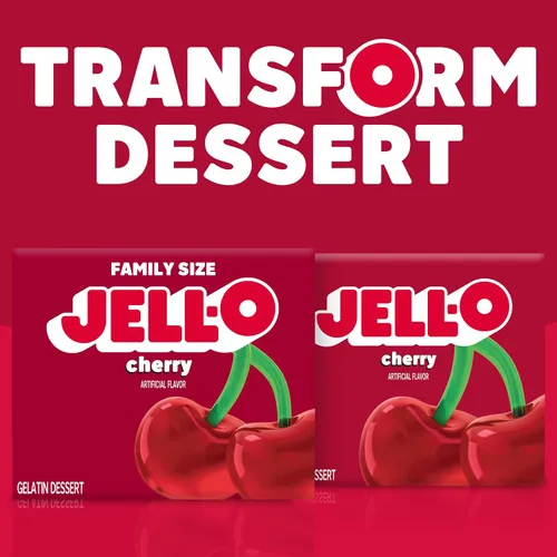 Vista 8 de Jell-O Gelatin Dessert Mix, Family Size, Cherry, 6 oz Box