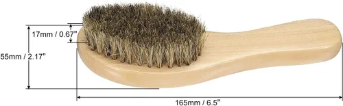 Vista 2 de PATIKIL Cepillo de cerdas para zapatos con mango de curva, daubers pulidos para tela de cuero para botas, color madera